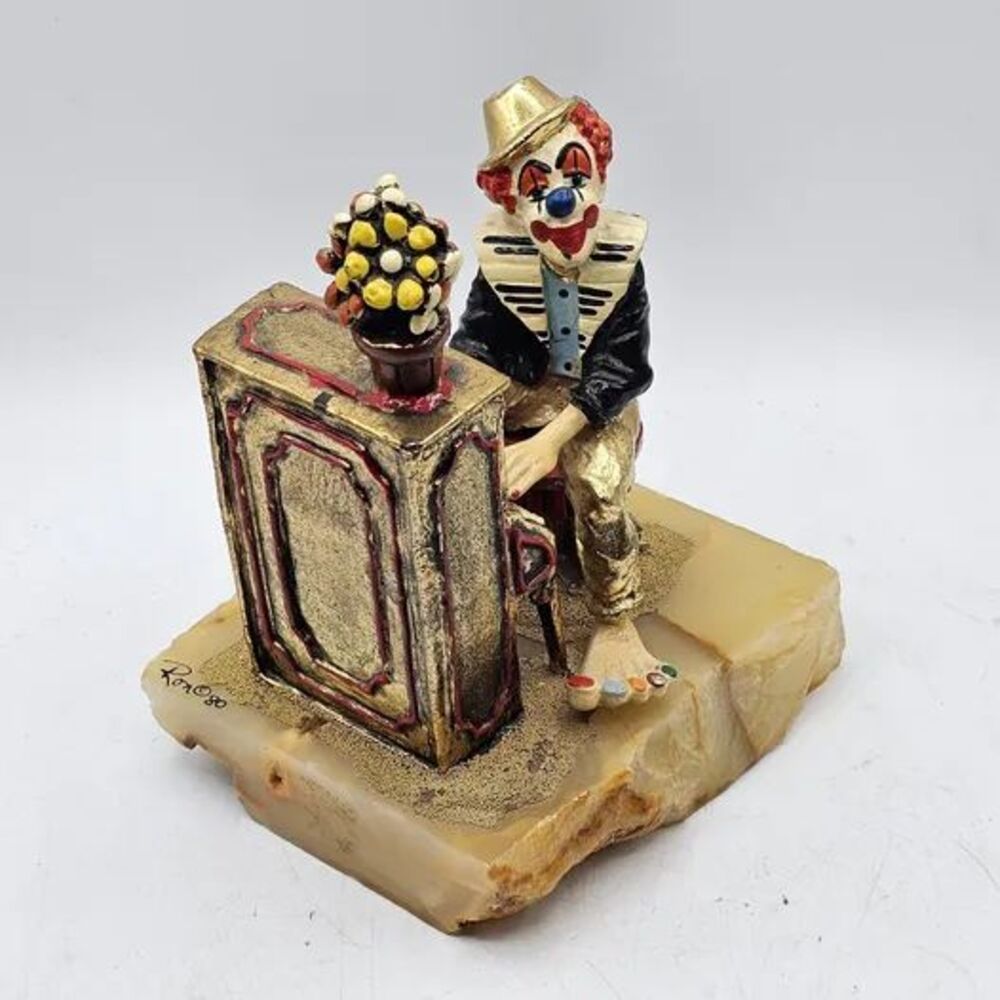 Vintage Ron Lee Clown Playing Piano Large Art Sculpture Signed 1980 HEAVY